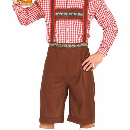 Lederhosen Lang Marrón y Blusa Hombre L