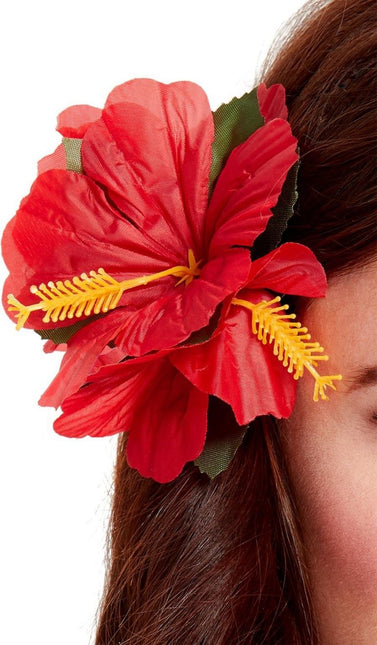 Flor para el pelo Rojo Deluxe 14cm