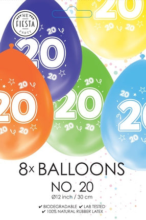 Globos de Colores 20 Años 30cm 8pcs