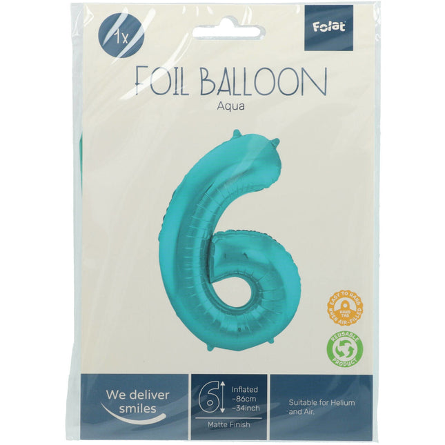 Globo Figura 6 Verde Menta Pastel XL 86cm Vacío