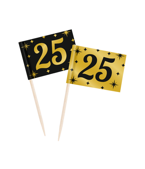 Palillos de cóctel 25 Años 6,5cm 50pcs