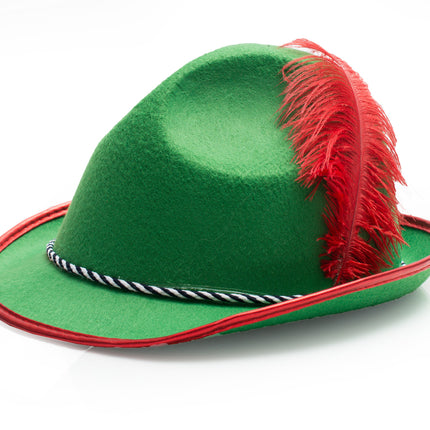 Oktoberfest Sombrero Tiroler Pluma Roja