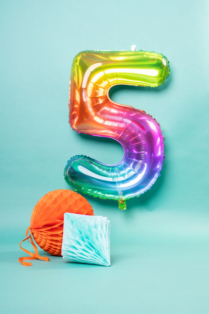 Globo Foil Figura 5 Arco Iris XL 81cm vacío