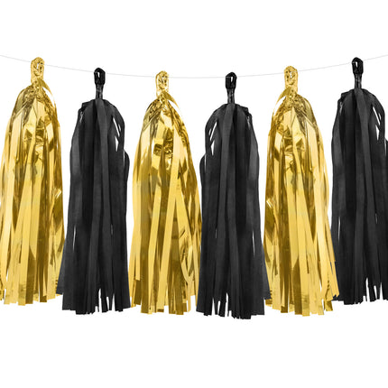 Guirnalda de borlas Oro Negro 2m