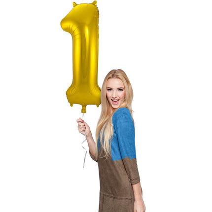 Globo Foil Figura 1 Oro Metalizado XL 86cm vacío