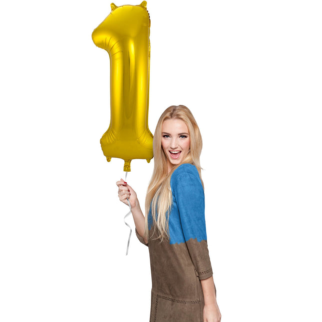 Globo Foil Figura 1 Oro Metalizado XL 86cm vacío