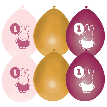 Globos Miffy 1 Año Rosa 30cm 5pcs