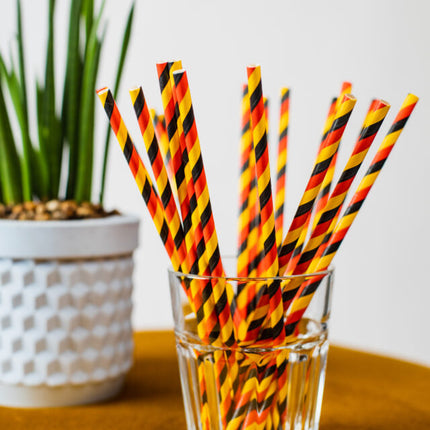 Negro Rojo Amarillo Pajitas Cartón 20pcs