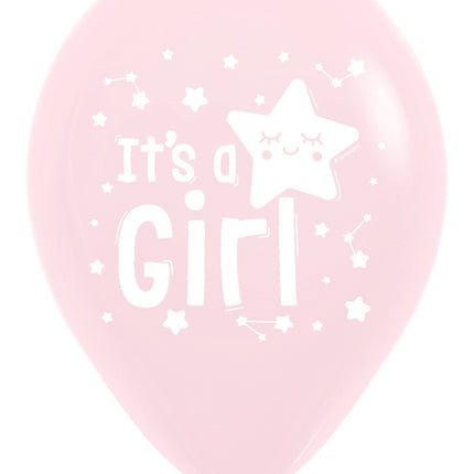 Globos Es una Niña Estrella Rosa Mate Pastel 30cm 25pcs