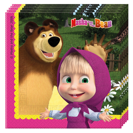 Servilletas Masha y el Oso 33cm 20uds.