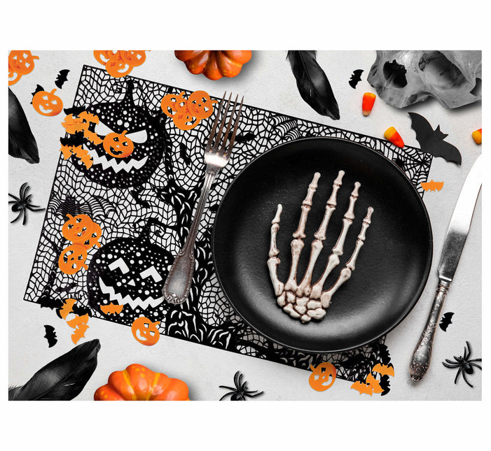 Murciélagos de Confeti de Mesa de Halloween Negro Naranja