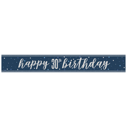 Banderola Feliz Cumpleaños Azul 30 Años 2.74m
