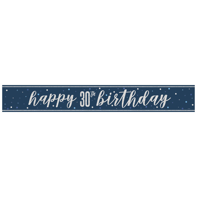Banderola Feliz Cumpleaños Azul 30 Años 2.74m
