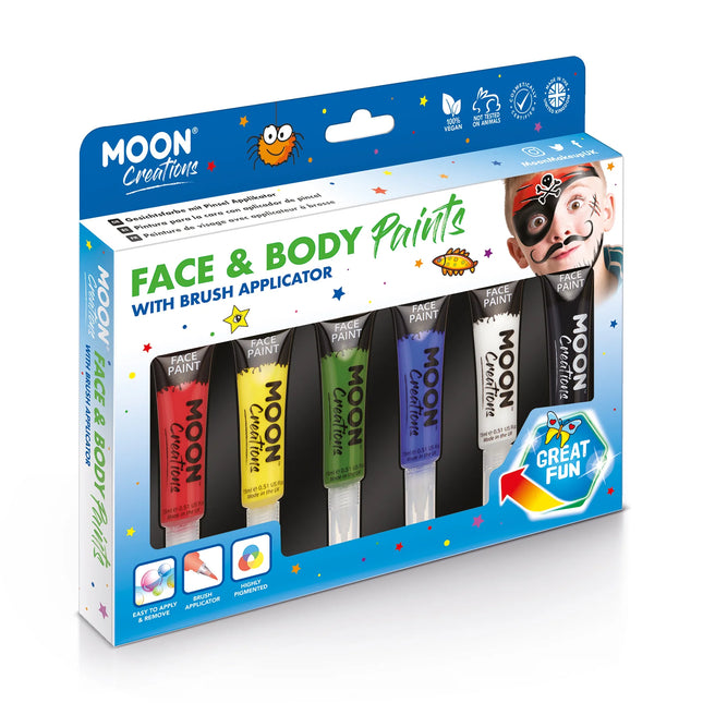 Moon Creations Pintura facial con pincel aplicador amarillo 15ml