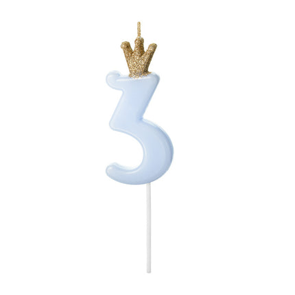 Vela 3 Años Azul Claro 9,5cm