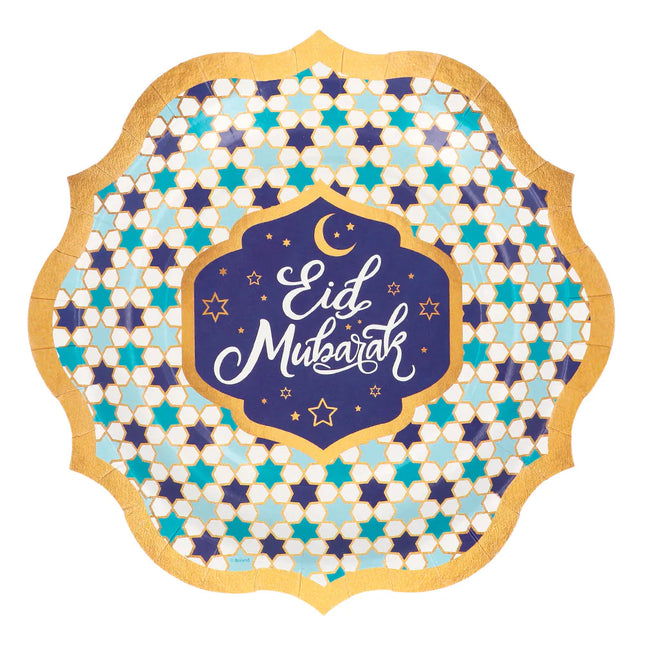 Platos Ramadán Eid Mubarak 23cm 8pcs