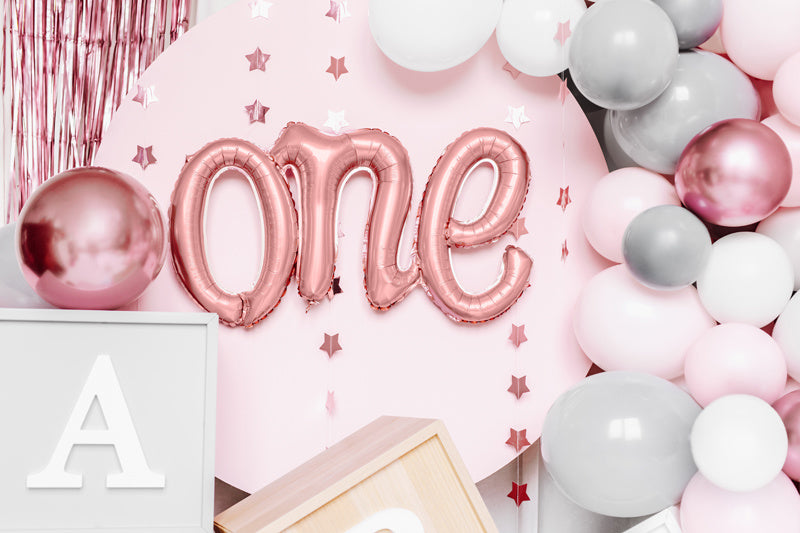 Set Globos Letra Uno Oro Rosa Vacío 66cm