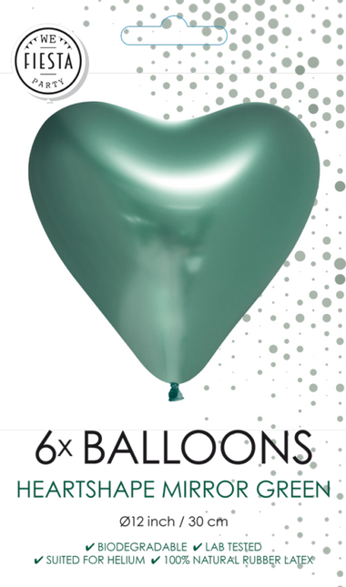Globos Corazón Verde 30cm 6pcs