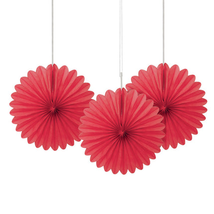 Abanicos de Papel Rojo 15cm 3pcs