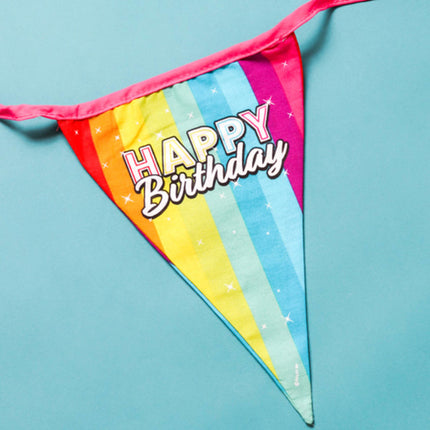 Happy Birthday Slingers Confetti Arcoiris Algodón 6m