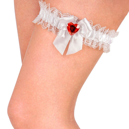 Ligas Blancas Con Corazón Diamante Rojo
