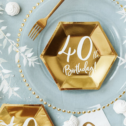 Platos 40 Años Oro 20cm 6pcs