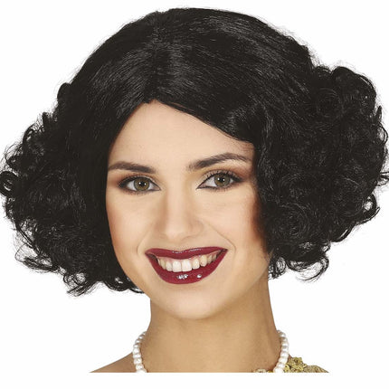 Peluca Negra Pelo Corto Rizos