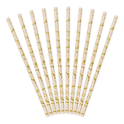 Pajitas de Papel Oro Rosa 19.5cm 10pcs