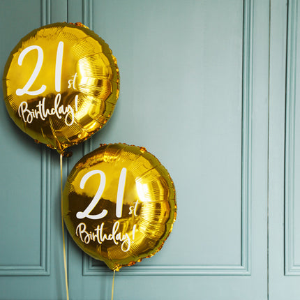 Globo de Helio 21 Cumpleaños Oro Vacío 45cm
