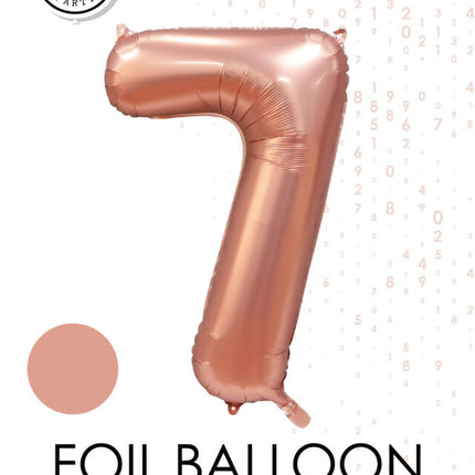 Globo Figura Oro Rosa 7 Años Brillo 86cm