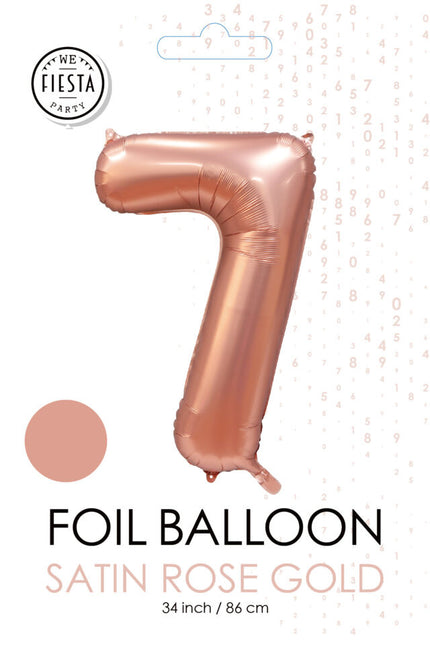 Globo Figura Oro Rosa 7 Años Brillo 86cm