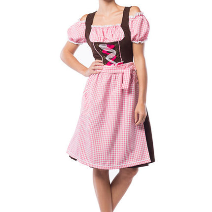Vestido Dirndl Oktoberfest Largo Rosa