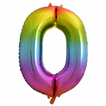 Globo Foil Figura 0 Arco Iris XL 86cm vacío