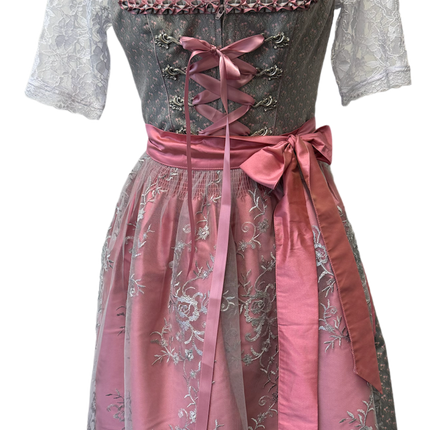 Vestido Dirndl Gris Oktoberfest Rosa Señoras