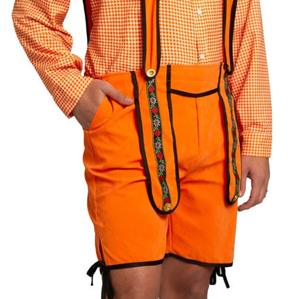 Pantalón Corto Johann Lederhosen Naranja Hombre