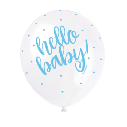 Globos de Nacimiento Hello Baby Azul 30cm 5pcs
