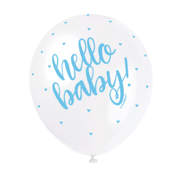 Globos de Nacimiento Hello Baby Azul 30cm 5pcs