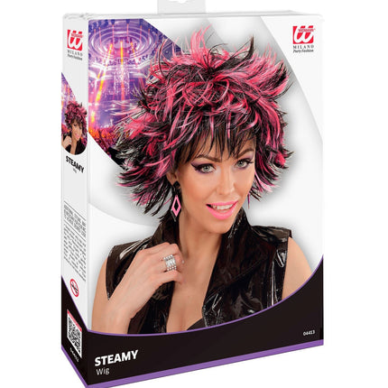 Peluca Rocker Negro Rosa