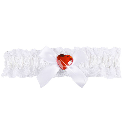 Ligas Blancas Con Corazón Diamante Rojo