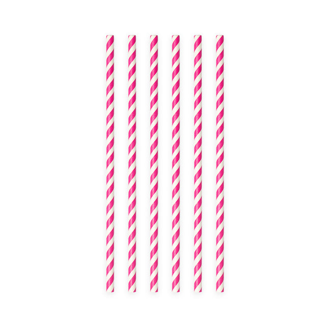 Pajitas de Papel Rayas Fucsia 19.7cm 20pcs