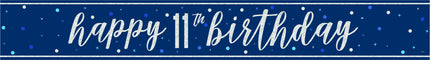 Banderola Feliz Cumpleaños Azul 11 Años 2.74m