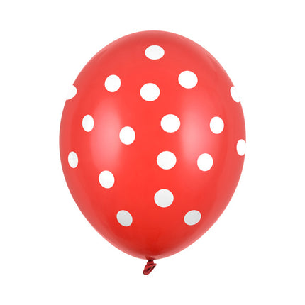 Globos Rojos Lunares Blancos 30cm 6pcs