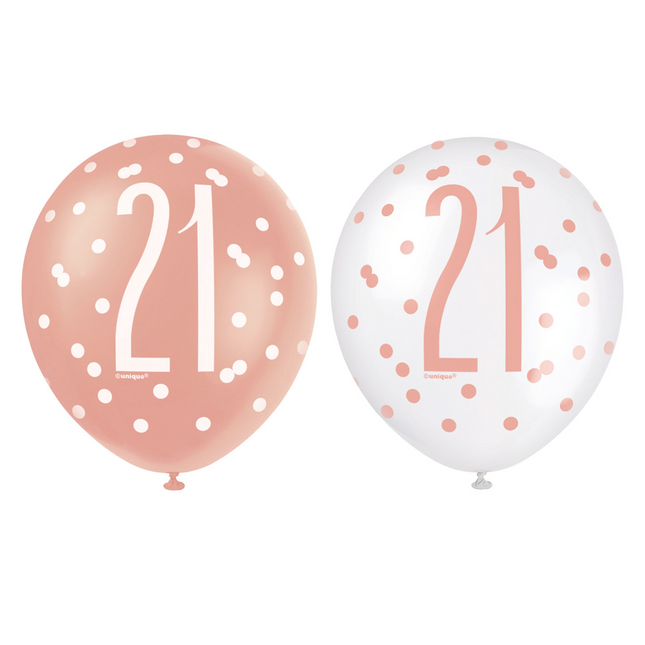 Globos 21 Años Oro Rosa 30cm 6pcs
