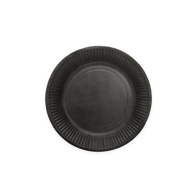 Platos Negros Papel 18cm 8ud