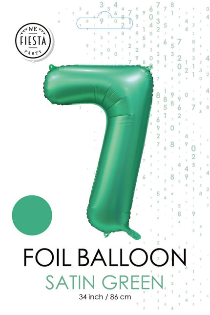 Globo Figura Verde 7 Años Brillo 86cm