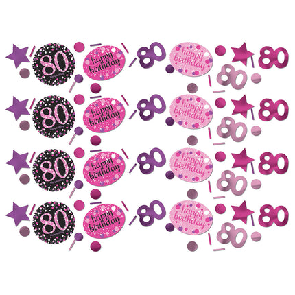 Confeti de mesa 80 Años Feliz Cumpleaños Rosa 34gr