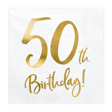 Servilletas 50 Años Blanco 33cm 20pcs