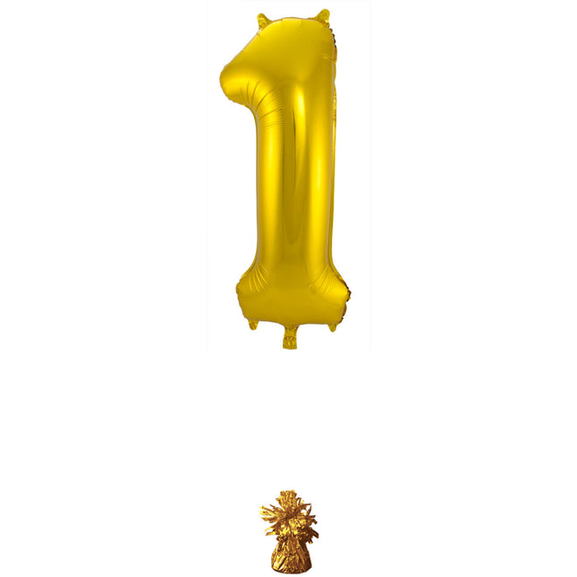 Globo Foil Figura 1 Oro Metalizado XL 86cm vacío