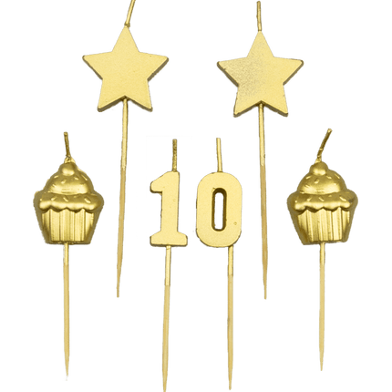 Velas 10 Años Cupcake Oro 17,5cm