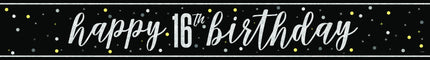 Banner Feliz Cumpleaños Negro 16 Años 2.74m